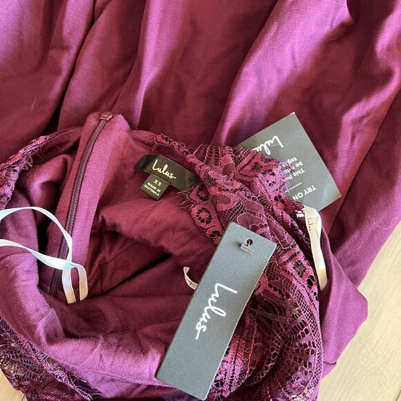 LULU'S Hometown Girl Plum Purple Lace Skater Dress Size xs - Picture 5 of 9